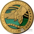 MALACHIT EAGLE 1/2 Oz Gold Coin 500 Francs Congo 2024