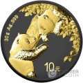 PANDA Black Platinum and Gold Silber Münze 10 Yuan China 2023