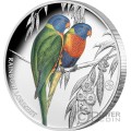 RAINBOW LORIKEET Birds of Australia 1 Oz Silber Münze 1$ Niue 2024