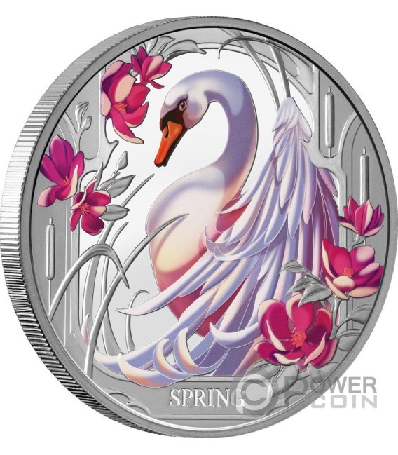 SPRING Seasons Cisne 1 Oz Moneda Plata 1$ Niue 2024
