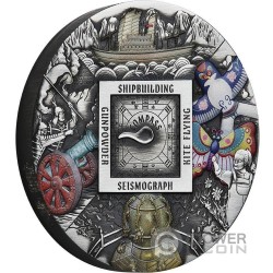 CHINESE ANCIENT INVENTIONS 5 Oz Серебряная Монета 5$ Тувалу 2024