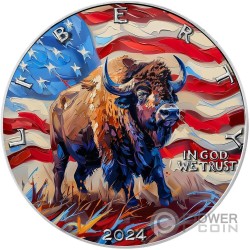 BISON AmericArt 1 Oz Monnaie Argent 1$ USA 2024