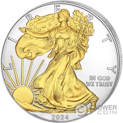 激安スーパーの“売上対決” WALKING LIBERTY Gilded 1 Oz Silver Coin 1$ USA 2023 Collection