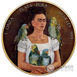 ME AND MY PARROT Frida Kahlo Libertad 1 Oz Silber Münze Mexico 2024