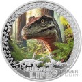 VELOCIRAPTOR Jurassic Life 2 Oz Moneta Argento 20$ Liberia 2025