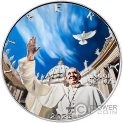A HUG GIVES HOPE Pope Francis 1 Oz Monnaie Argent 1$ USA 2025