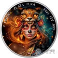 DIA DE LOS MUERTOS Ocelotl Warrior Libertad 1 Oz Monnaie Argent Mexico 2024
