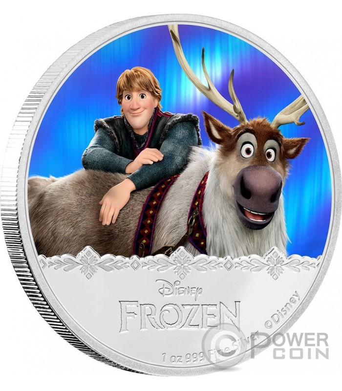 KRISTOFF AND SVEN Disney Frozen Magic of the Northern Lights 1 Oz Silver  Coin 2$ Niue 2016