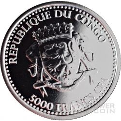 OKAPI SILVER OUNCE 2015 Congo 1000 Francs CFA antique finish 1 Oz coin 