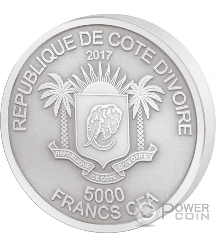 ELEPHANT Big Five Mauquoy 5 Oz Silver Coin 5000 Francs Ivory Coast