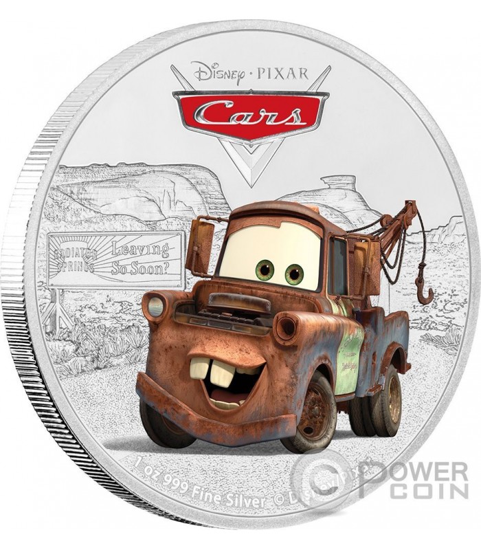 TOW MATER Cars Disney 1 Oz Silber Münze 2$ Niue 2017