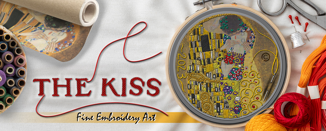 The Kiss, a Power Coin issue from Fine Embroidery Art series