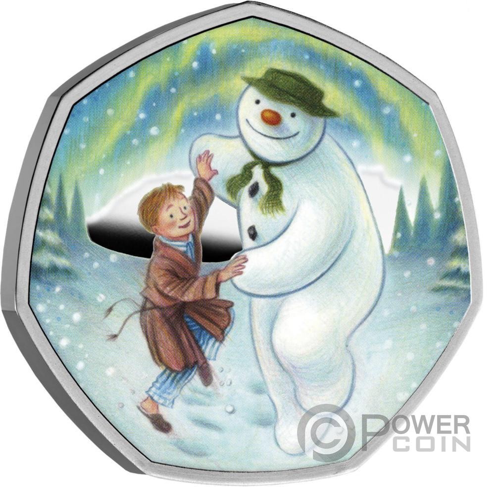 SNOWMAN Raymond Briggs Winter Tale Silver Coin 50 Pence United Kingdom 2023