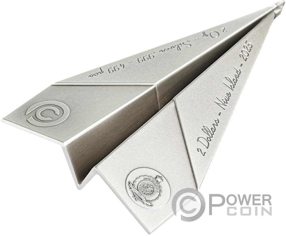 PAPER AIRPLANE Folded Dreams 2 Oz Silver Coin 2$ Niue 2025