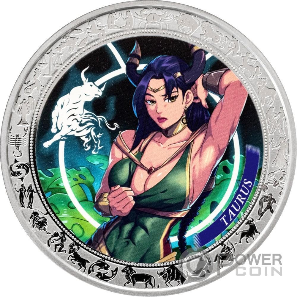 TAURUS Anime Zodiac 1 Oz Silver Coin 5 Cedis Ghana 2025