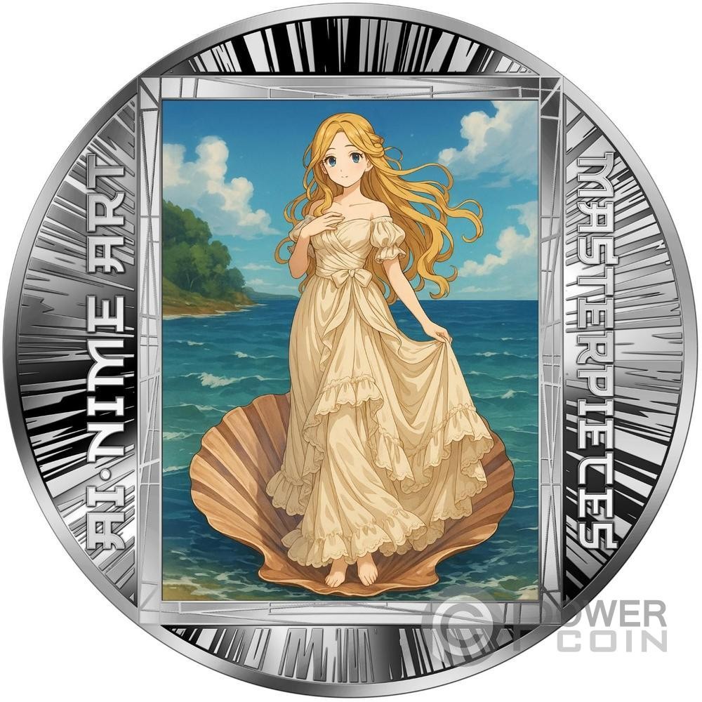 BIRTH OF VENUS AI-nime Art Masterpieces Moneta Argento 500 Francs Cameroon 2025