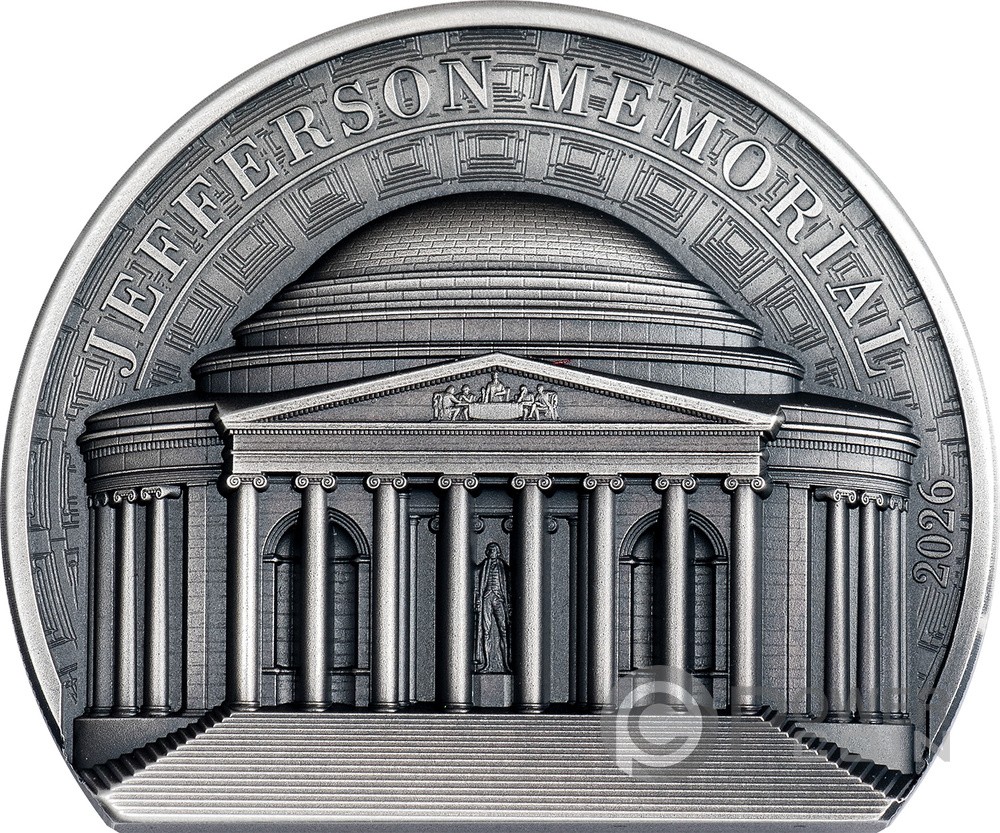 JEFFERSON MEMORIAL Historical Monuments 2 Oz Silber Münze 10$ Cook Islands 2026