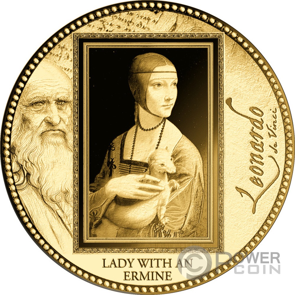 LADY WITH AN ERMINE Da Vinci 1/200 Oz Gold Münze 5000 Francs Gabon