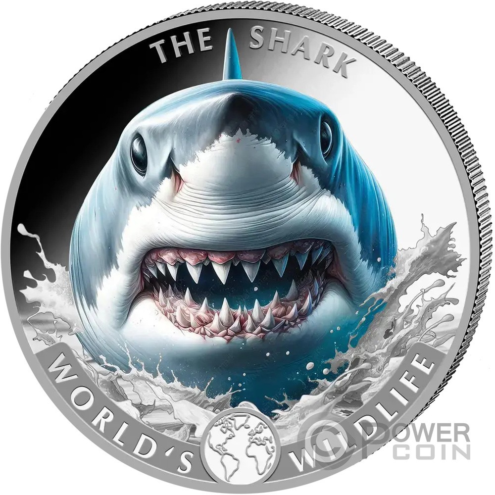 SHARK World Wildlife Colored 1 Oz Silver Coin 20 Francs Congo 2026