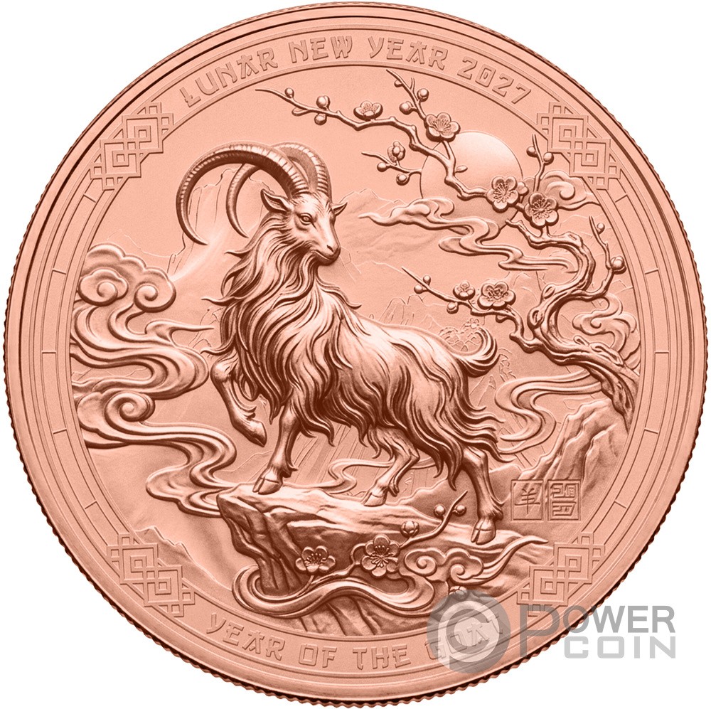 YEAR OF THE GOAT Chinese Lunar Calendar 5 Oz Copper Coin 1$ Liberia 2027