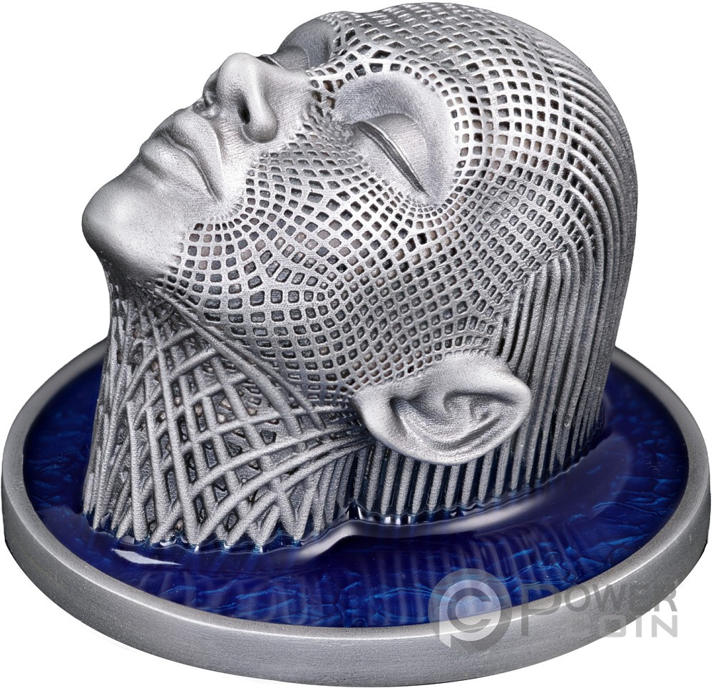 LADY WATERFALL Wireframe Art 2 Oz Silver Coin 2$ Niue 2026