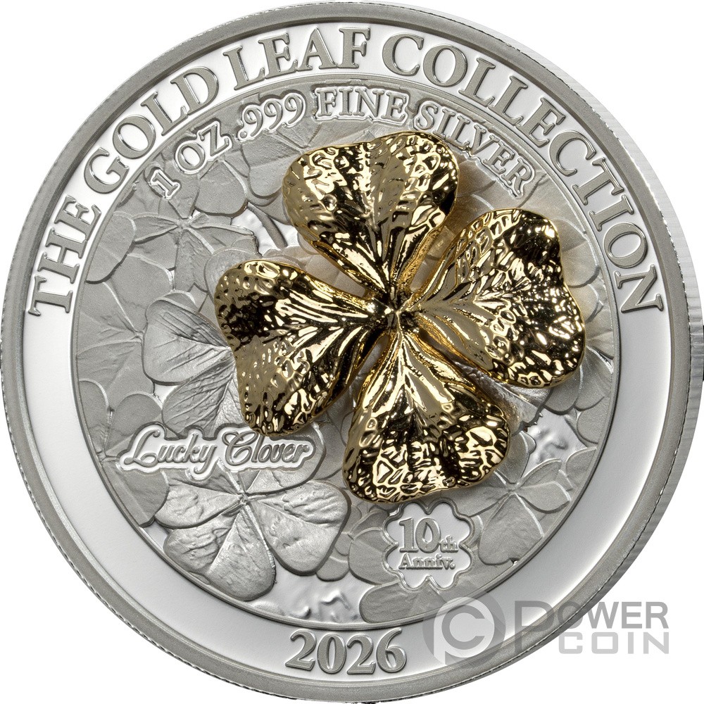 LUCKY CLOVER Golden Leaf Collection 1 Oz Moneda Plata 5$ Samoa 2026